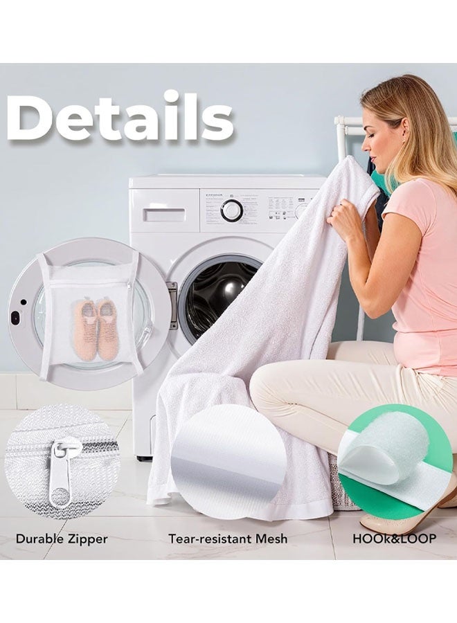 2 Pack Sneaker Dryer Bag 15.7x15.7 Inch Dry Net Bag For Dryer With Zipper And Strap For Shoes, White Large HoneyComber Mesh Bags For Washing Machine - Image 3